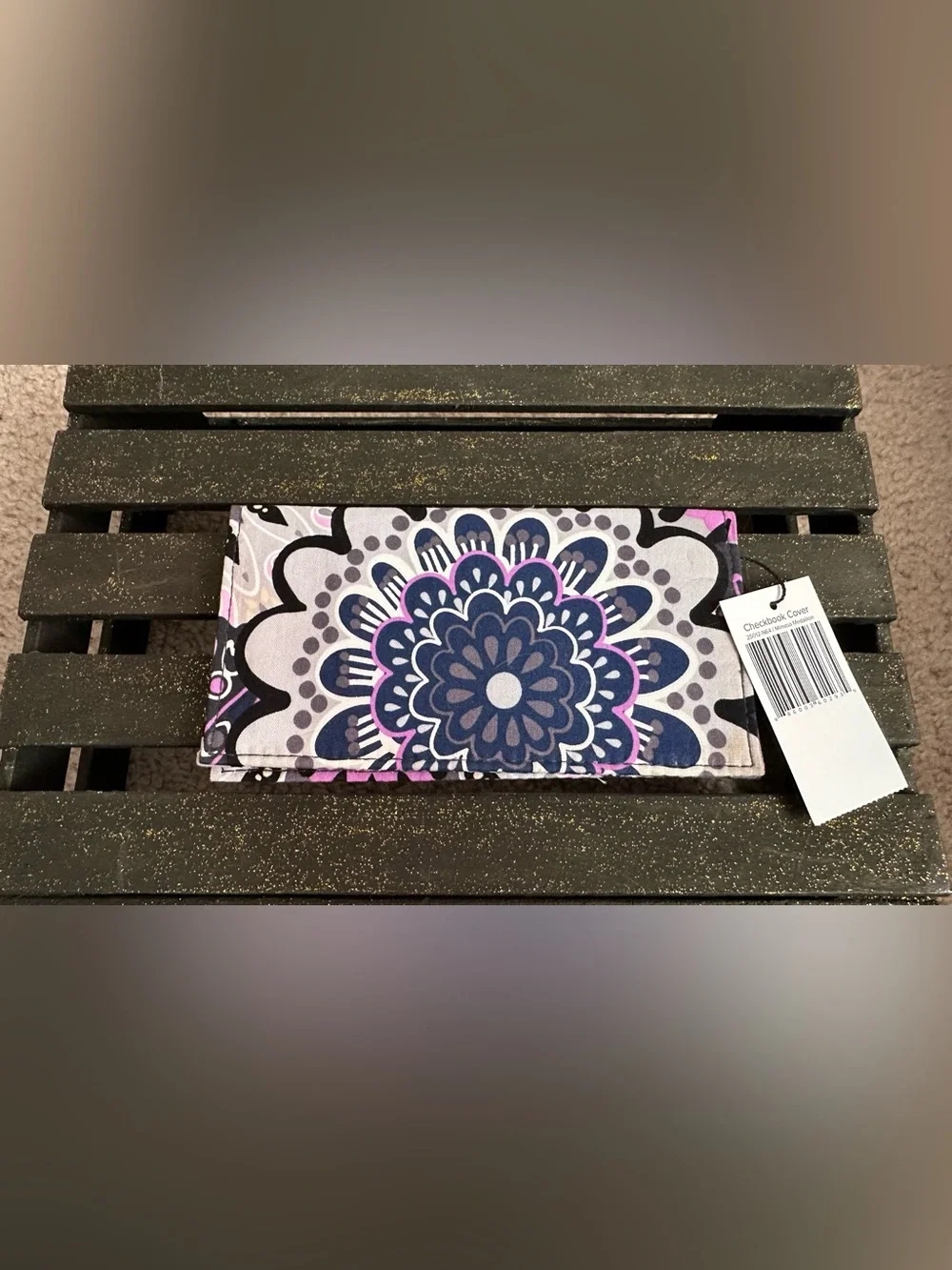 Vera Bradley Black Pink Gray Floral Print Checkbook Cover